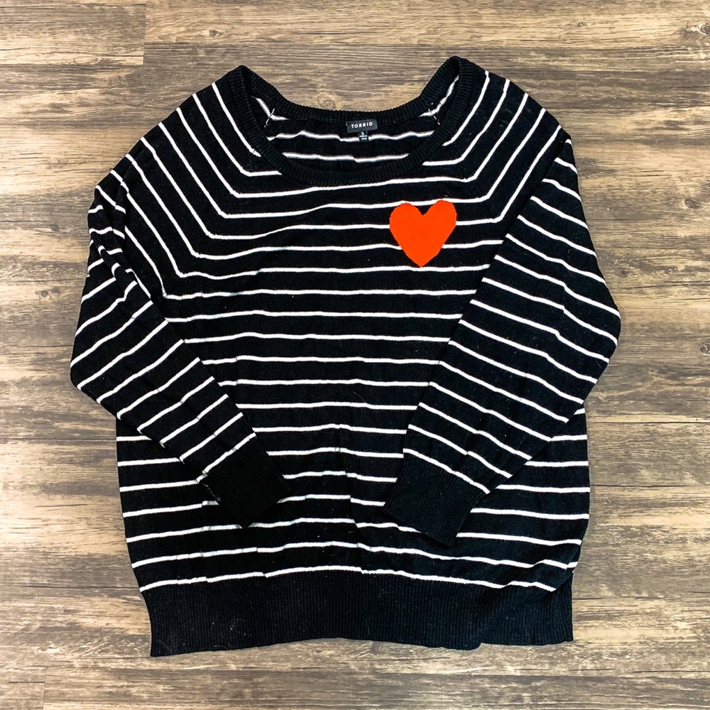 Torrid Black & White Striped Sweater